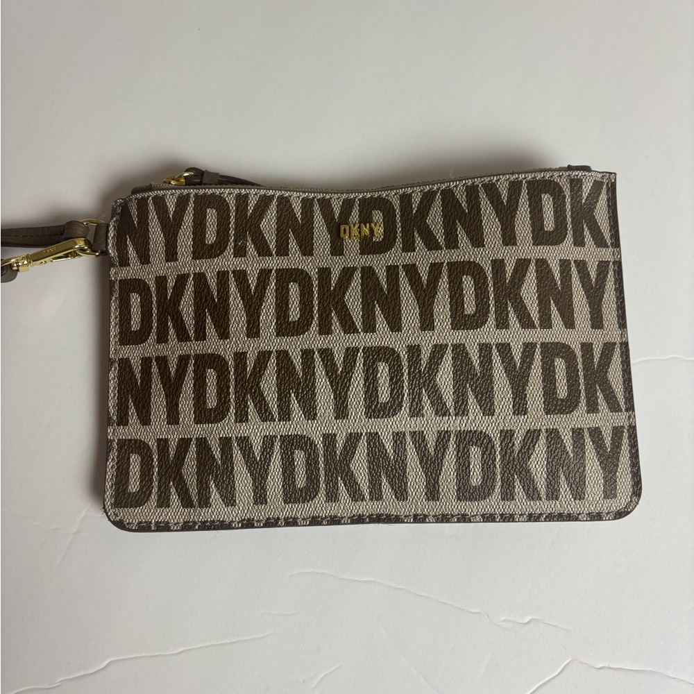 DKNY Monogram Brown and Cream Pouch